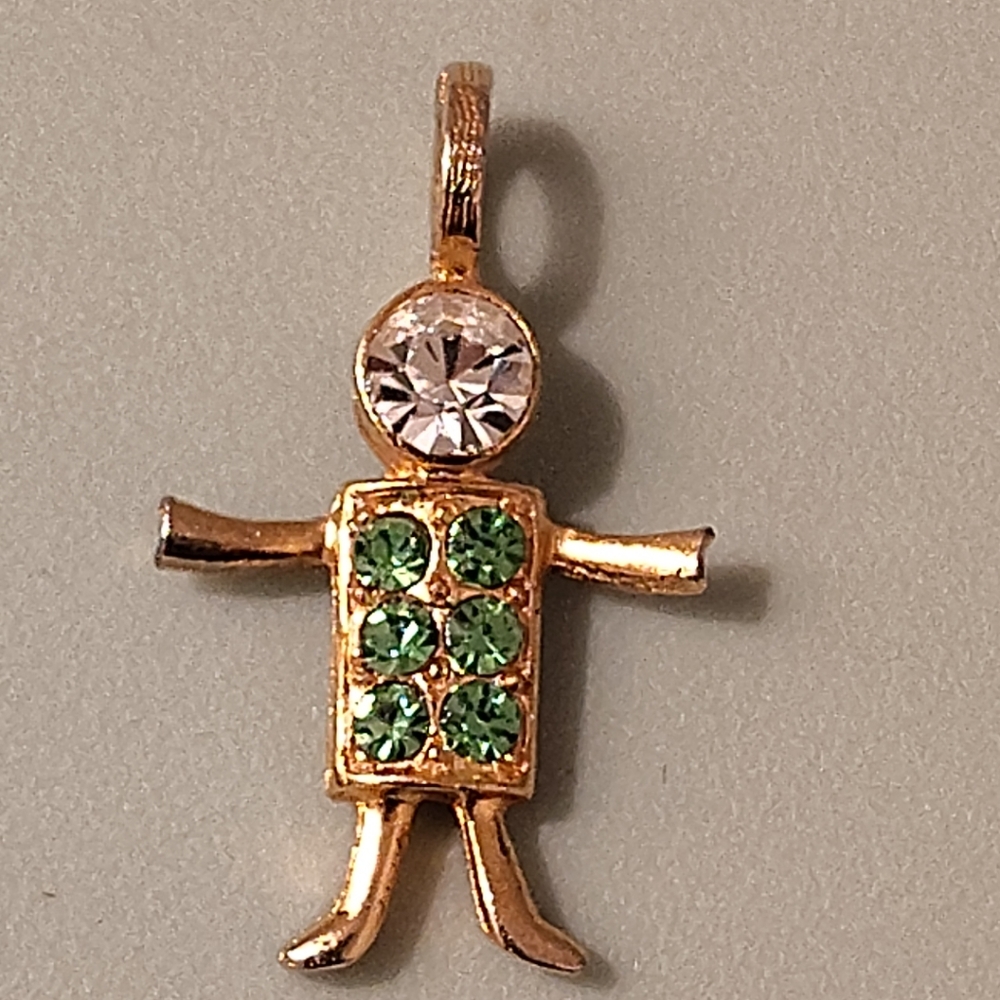 Vintage USA K.I.S. Birthstone Brats Pendant Charm Aqua Color Stones